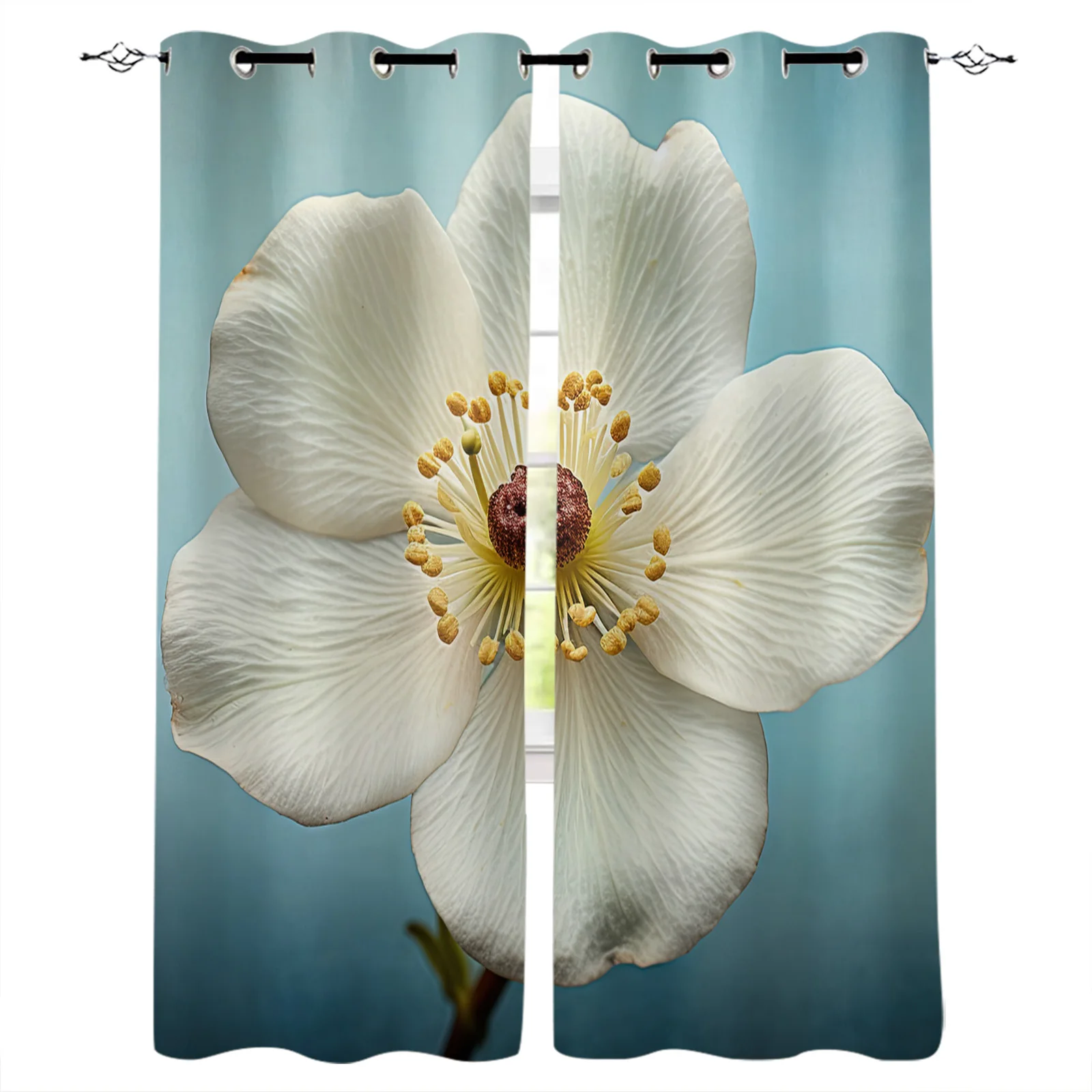 

Realistic Flowers And Leaves Window Curtain Living Room Kitchen Curtain Panel Blackout Curtains For Bedroom