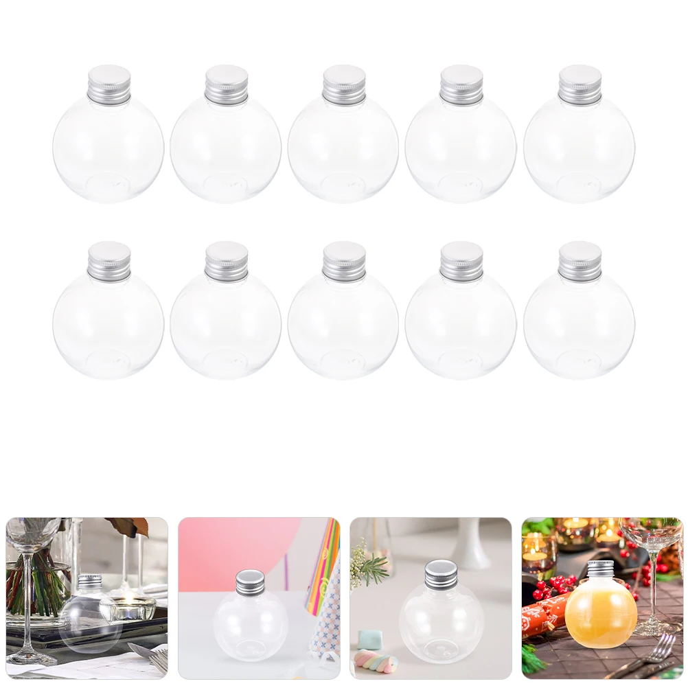 

10pcs Ball Light Bulb Bottle Plastic Bottles With Lids Clear Water Beverage Mini Juice Storage Portable Airtight Empty Coffee