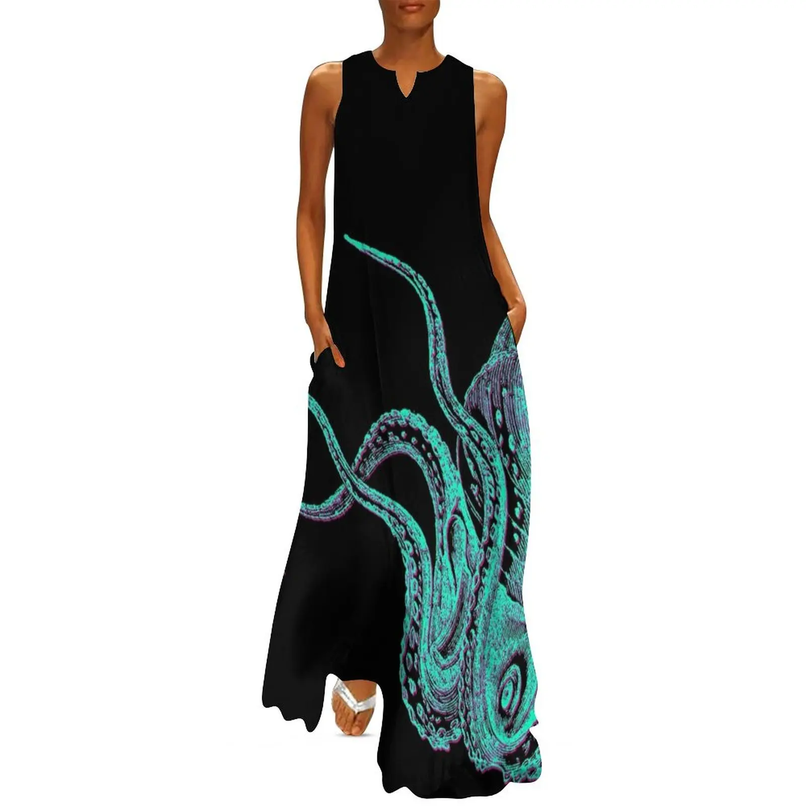 Vintage Neon Octopus Tentacles Long Dress dresses women summer 2025 summer dress daily Dress