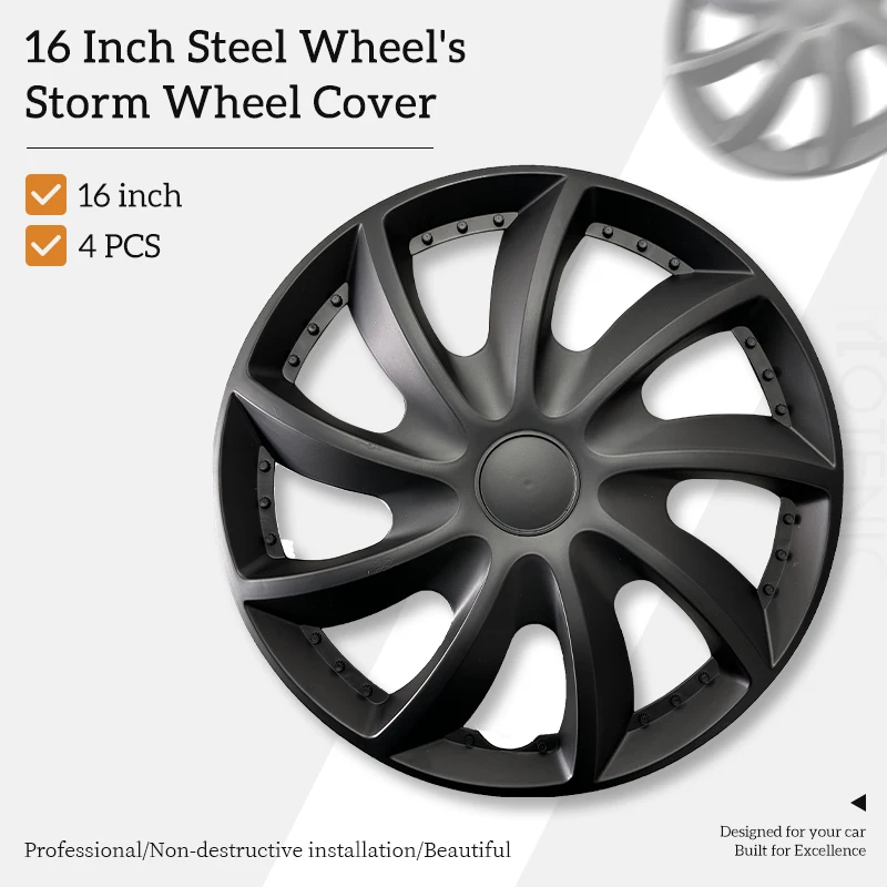 

16 inch Storm Hubcaps Set of 4 Wheel Tire Cover Wheel Rim Cover Fits Steel Wheel Cover Replacement Hubcap for R16 Tire