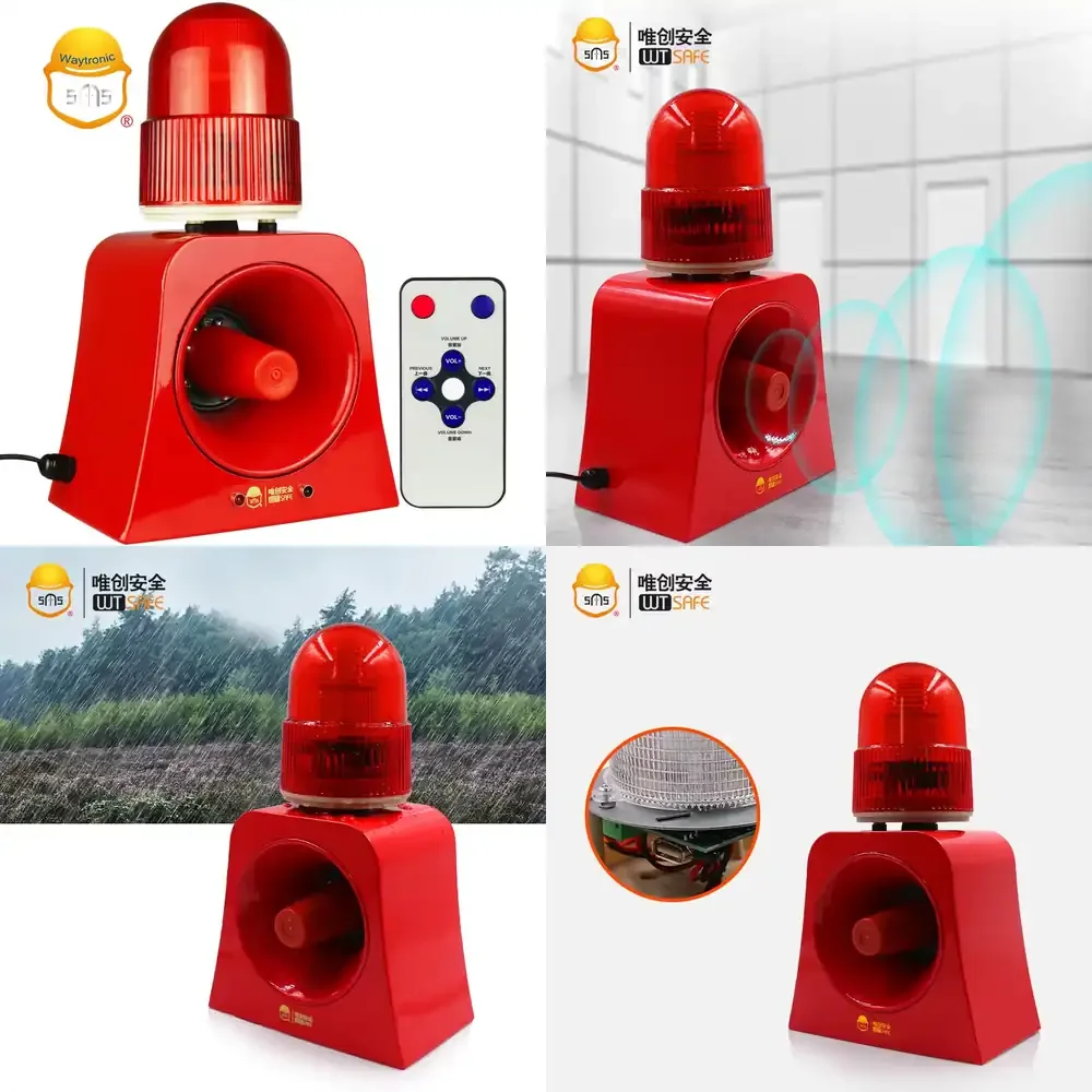 

Wtsafe SF-503 Industrial Warning Alarm 120dB High Decibel Outdoor Siren Horn with Strobe Light USB Customizable DC12V/24V