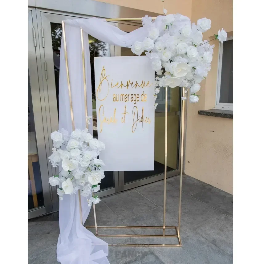 1 stand and 1 Acrylic board Wedding Arches Stand Gold Metal Backdrop Frame Arch Backdrop Stand For Birthday Event Party Props