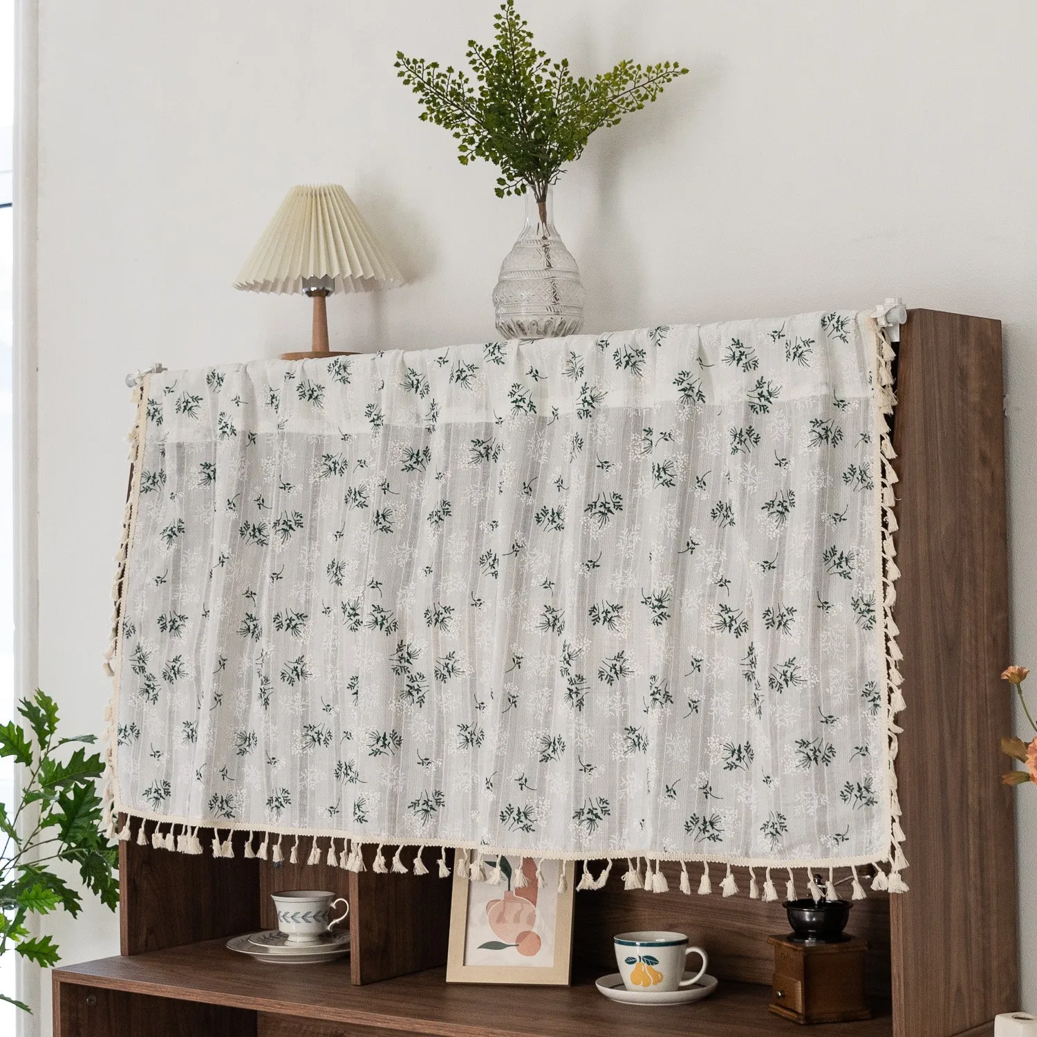 Blackout Fabric Curtain for Bedroom Living Room Small Window Cotton Floral Tassel Short Curtains Farmhouse Vintage Cafe Decor