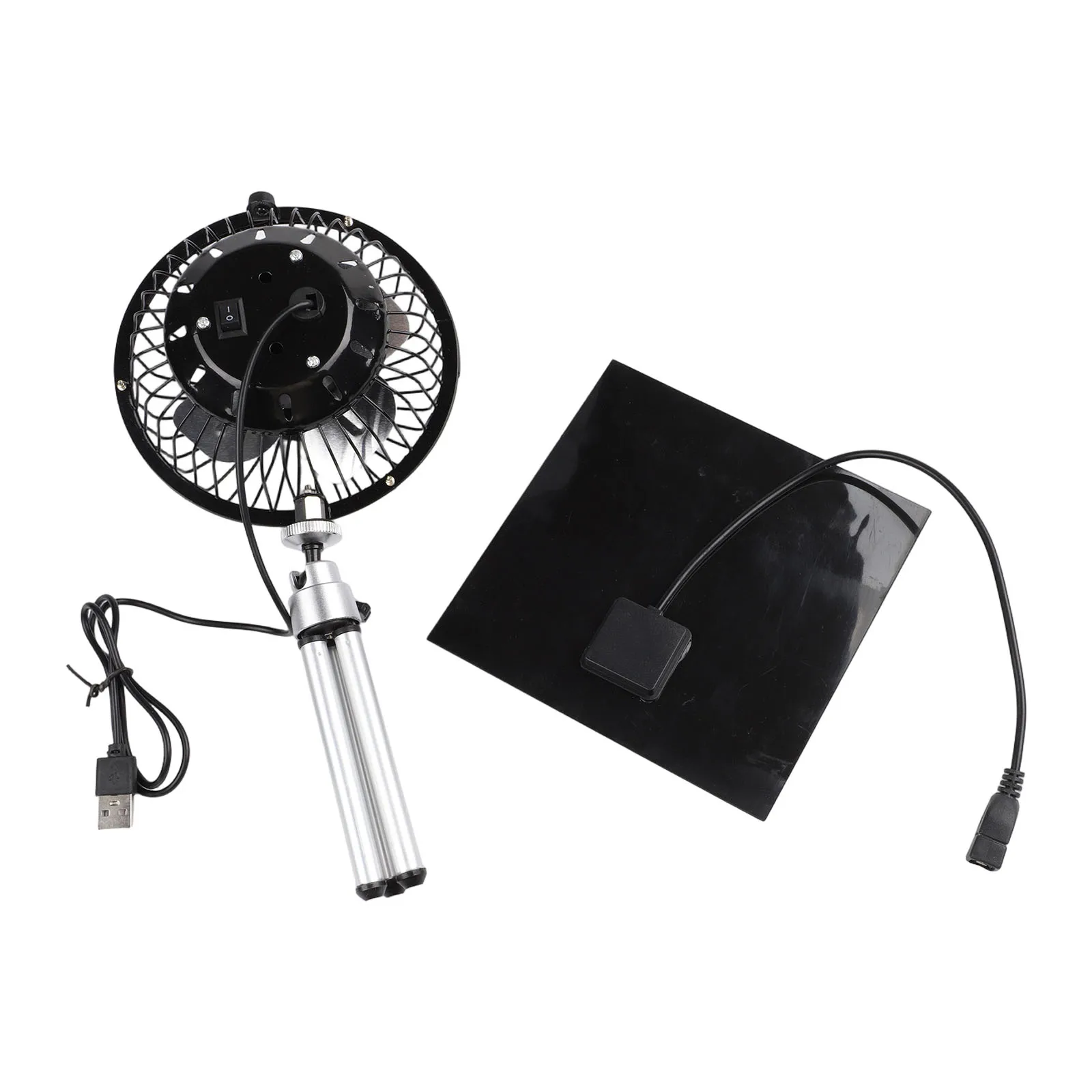 Camping Fan Dual Powered Fan For Picnics For Travel Black Adjustable Telescopic Stand Fan Camping Fan Aluminum Alloy Tripod