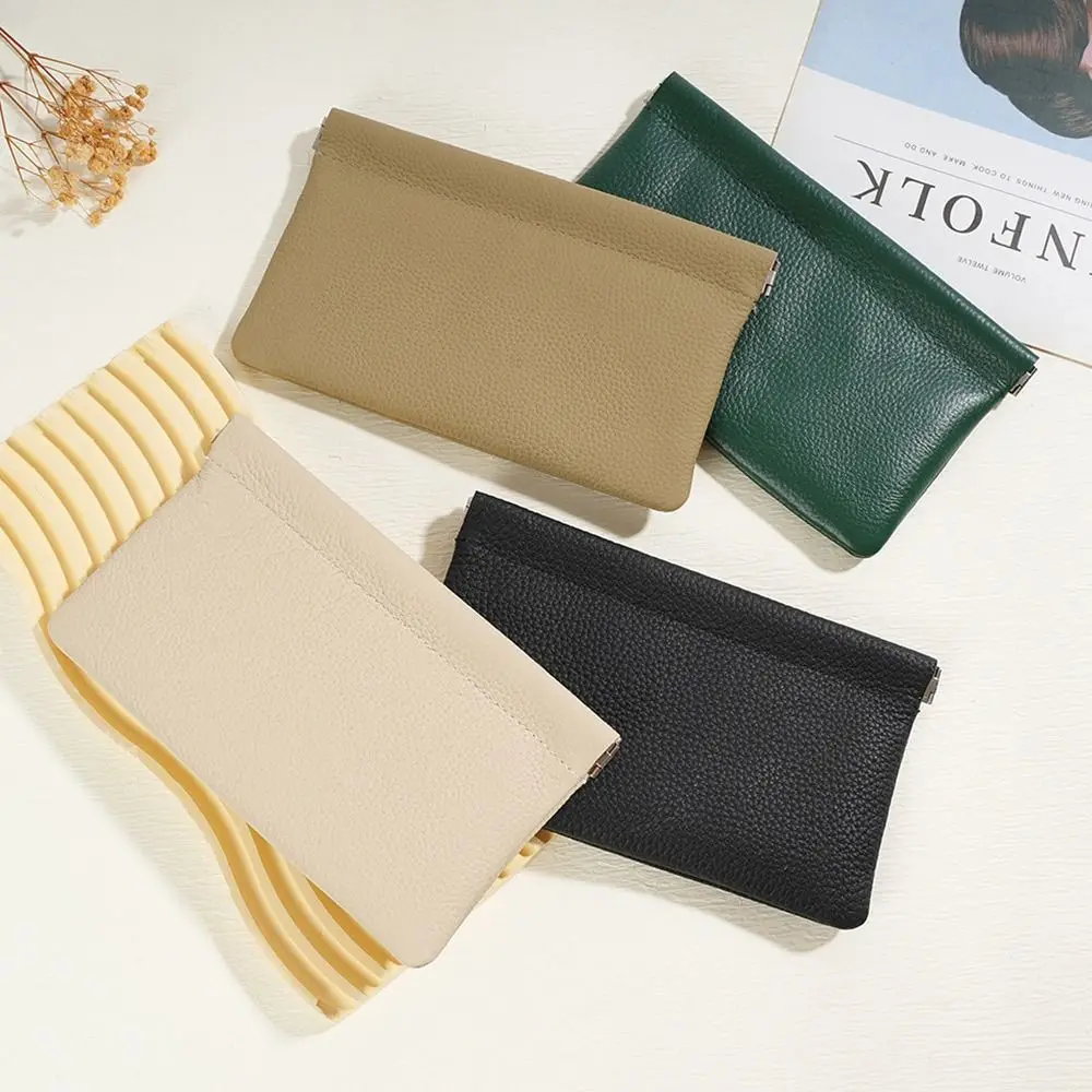 Portable PU Leather Wallet Automatic Closed Large Capacity Makeup Bag Ultra-thin Money Bag For Women Lady Girl Gift