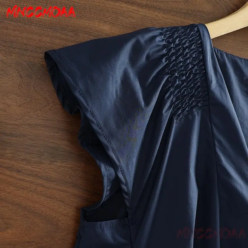 MNCCMOAA-Vestido acampanado con cuello en V para mujer, vestidos sueltos informales, verano, nuevo, 2024