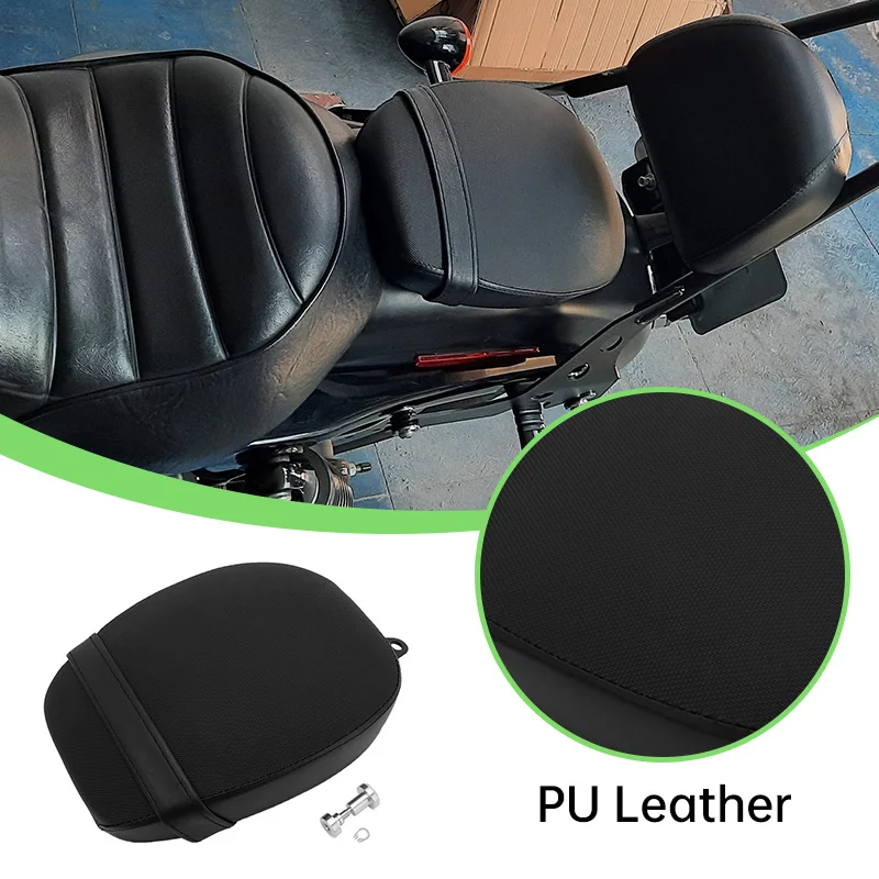 Motorcycle Black Rear Passenger Pillion Pad Cushion for Harley Sportster Forty Eight 48 72 2010-2015 PU Leather