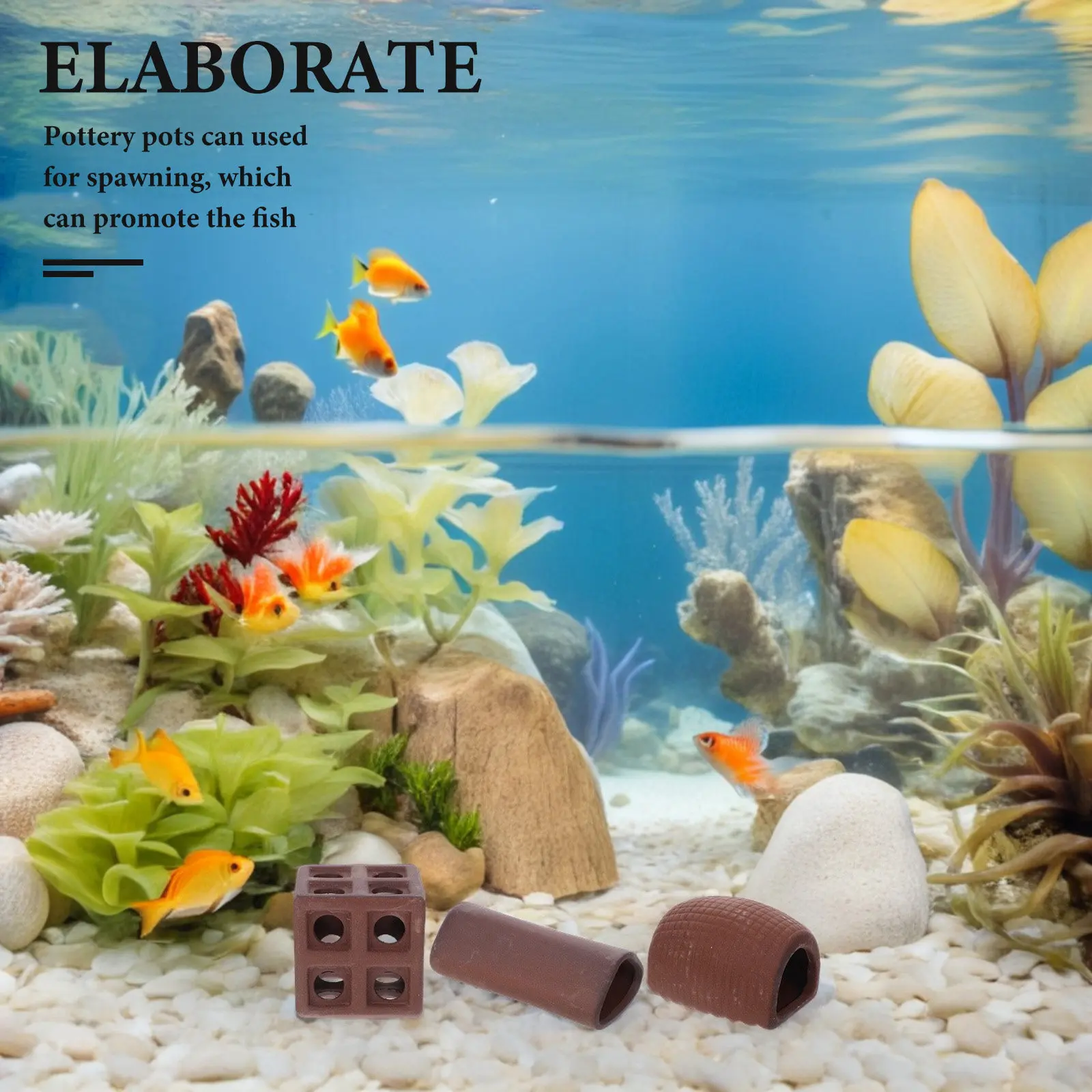 

3Pcs Aquarium Ceramic Decor Fish Tank Landscaping Rockery Natural Purple Sand Breeding Cave for Shrimp Betta Fish Hideout