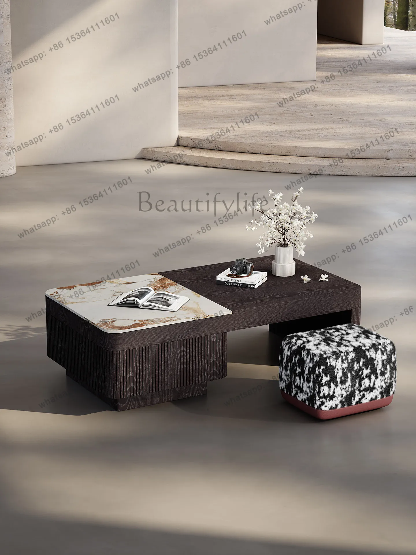 PG Italian minimalist rock slab coffee table living room home modern minimalist creative high-end coffee table