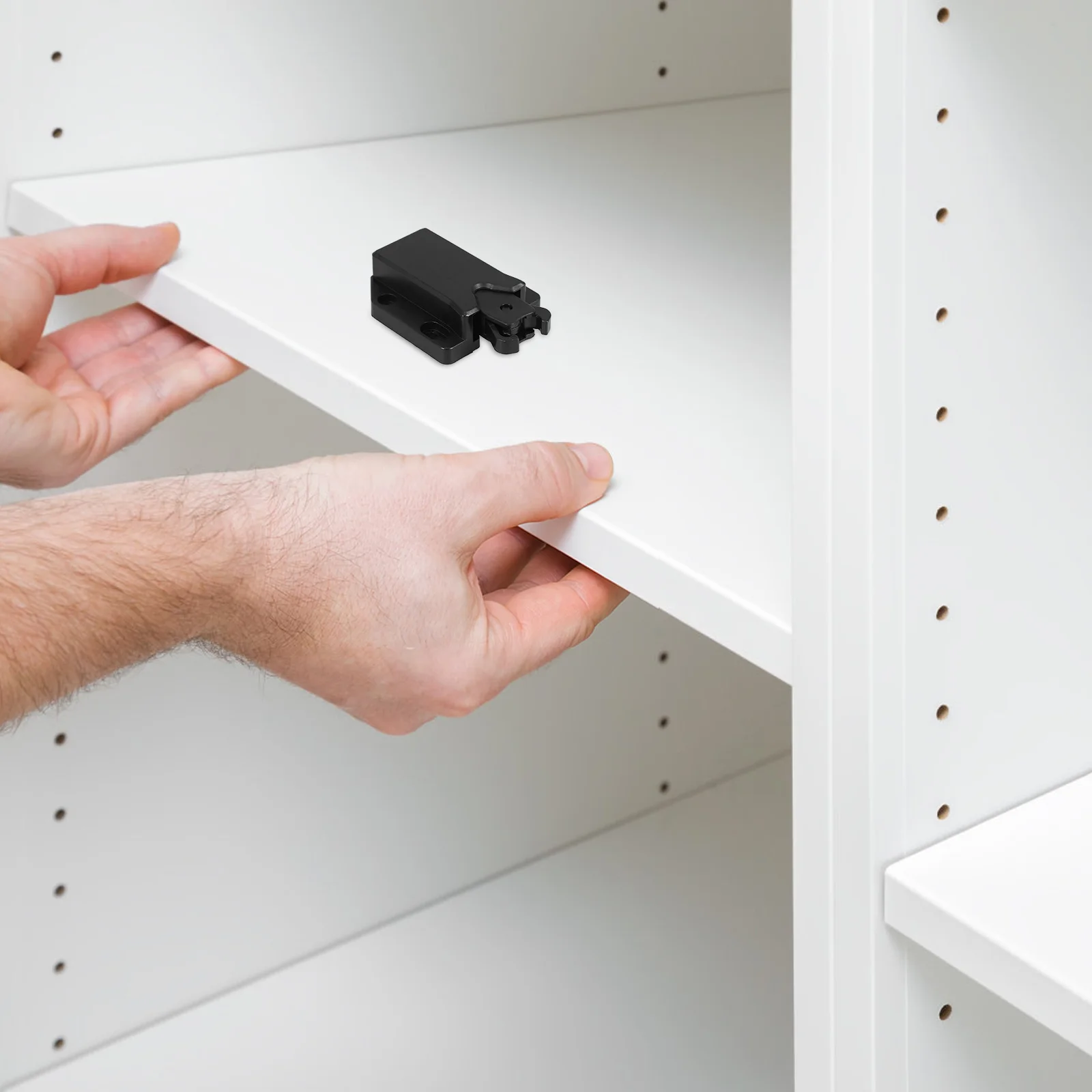 

4Pcs Self-Locking Rebound Cabinet Latch Push to Open Catch Black Heavy Duty Lock for Wardrobes Kitchen Drawers Home