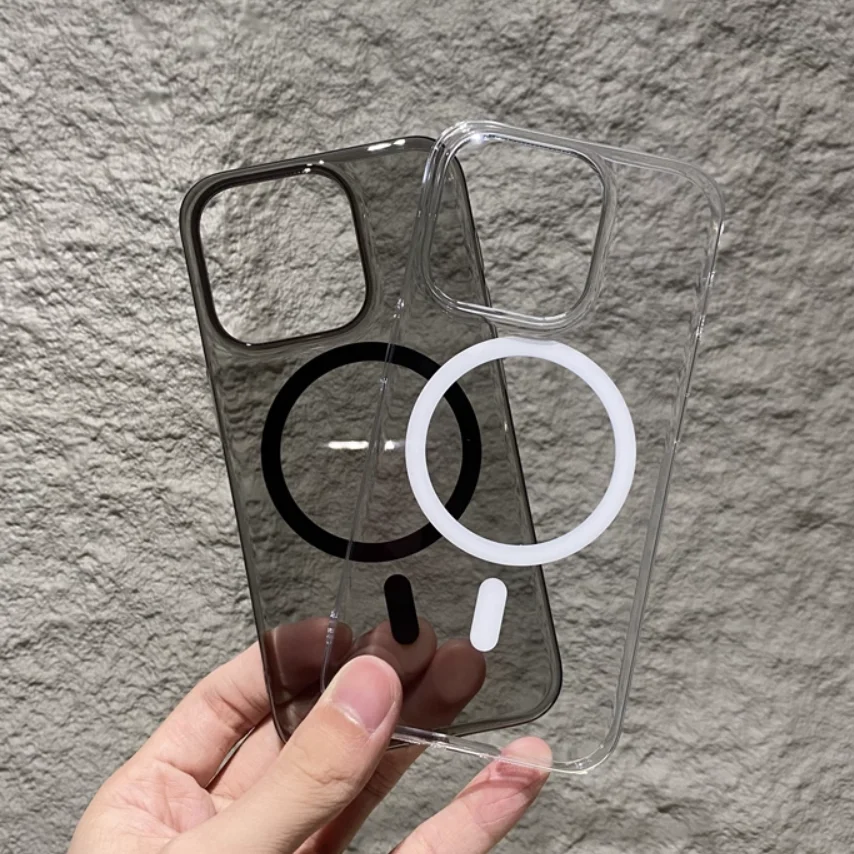 Funda dura ultrafina súper transparente para iPhone 16 Pro Max 15 14 Plus 13 12 11 Magsafe Funda protectora transparente magnética Capa