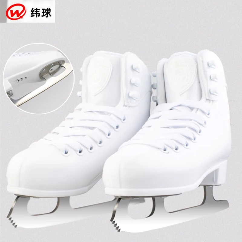 Jumpable Ice Figure Skates Shoes Professional Waterproof Thicken Kids PVC Warm Skating Shoes With Ice Blade For Adult Teenager