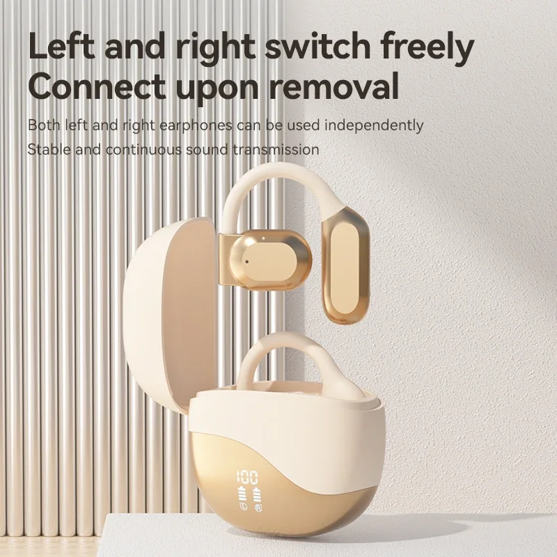 TWS 하이 퀄리티 무선 헤드셋, 귀에 거는 블루투스 이어폰, 오픈 골전도, 장거리 스포츠 음악, OWS 헤드폰