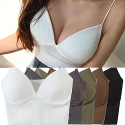 Summer Sexy Bra Women Crop Tops Sports Spaghetti Strap Vest Top Nylon Casual Tube Top Off Shoulder Sleeveless Camisole Underwear