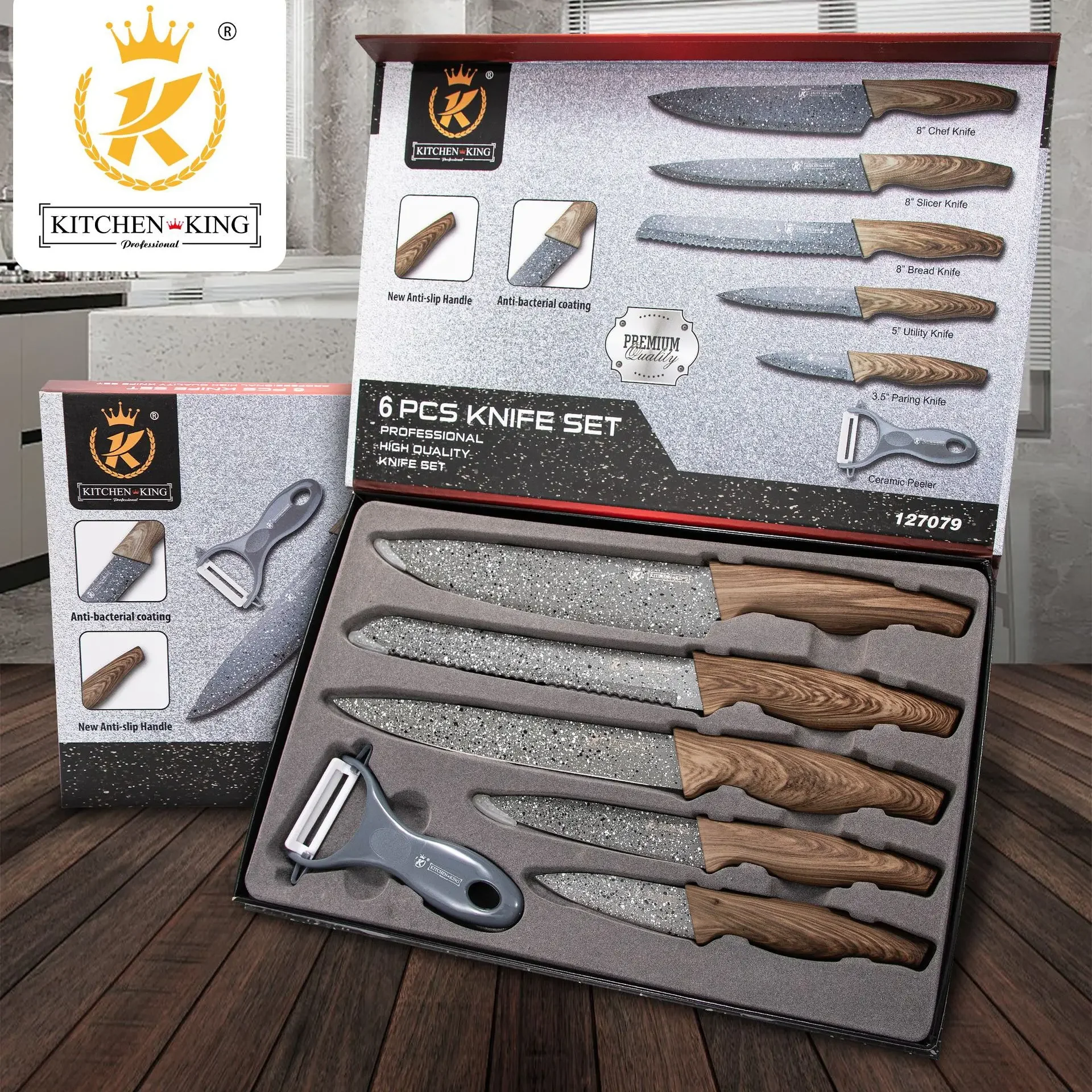 Stainless Steel Kitchen Knives Set 6 PCS Kitchen Knife Sets Non Stick Blade Kitchen Beat Cooking Tools Chef Gift Box