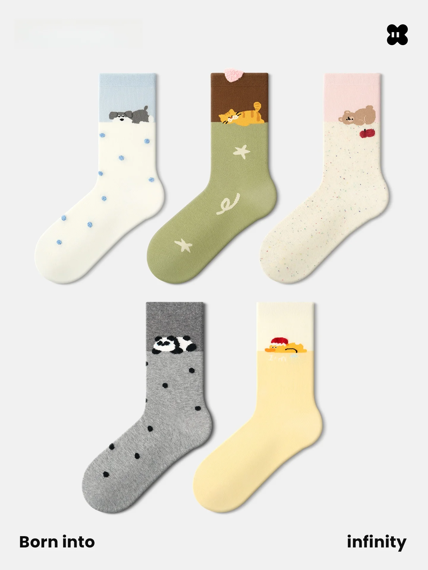 Calcetines JKN para mujer, a media pantorrilla, 2026, nuevos, finos, a la moda, sin ribete, de verano, con dibujos animados, divertidos, transpirables, de mezcla de algodón.