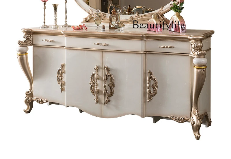 

European solid wood carving flower dining side cabinet French restaurant storage home decoration fashion designer