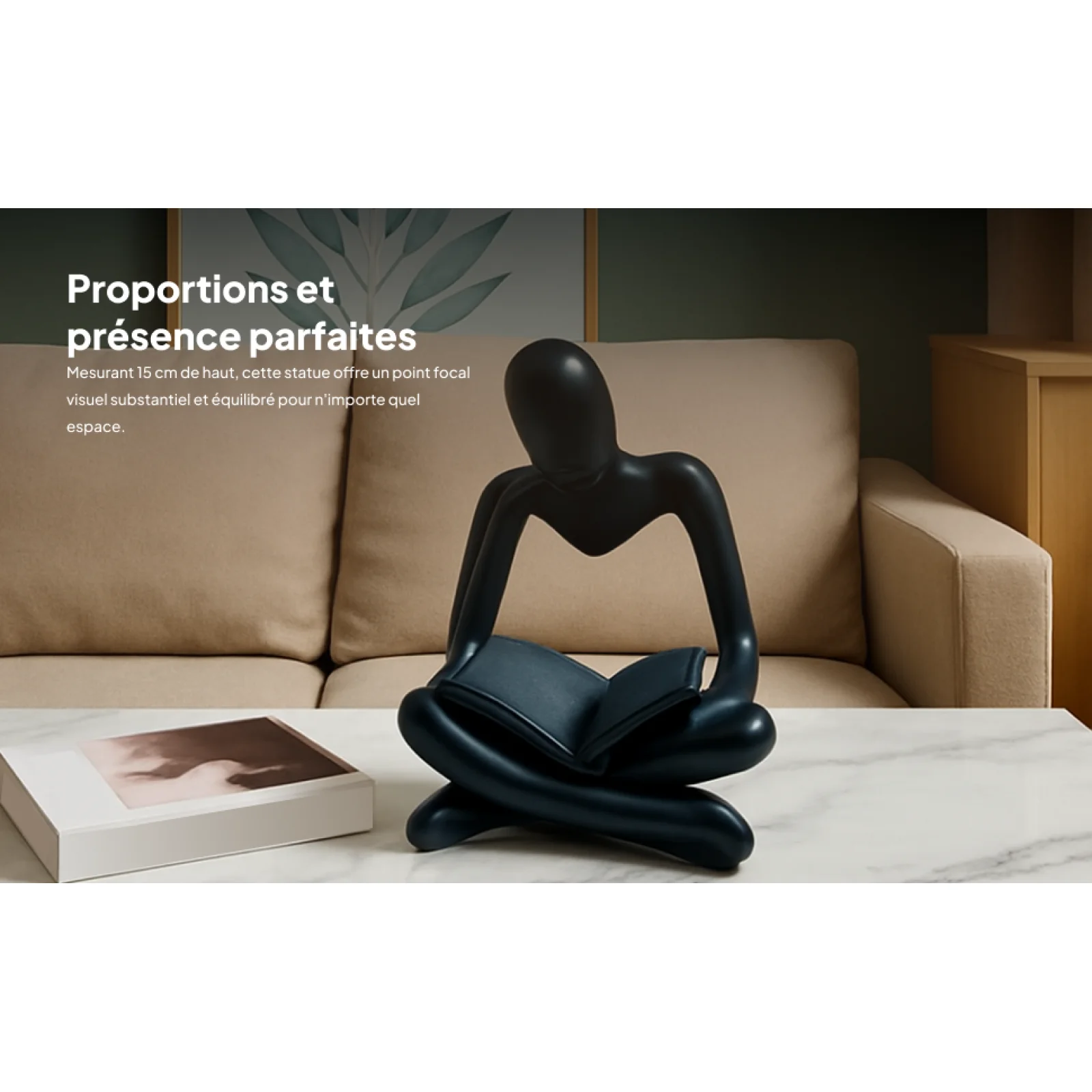 Thinker Figurine Resin Art Craft Aesthetic Decoration Bookshelf Ornament Modern Home Decor for Office Shelf