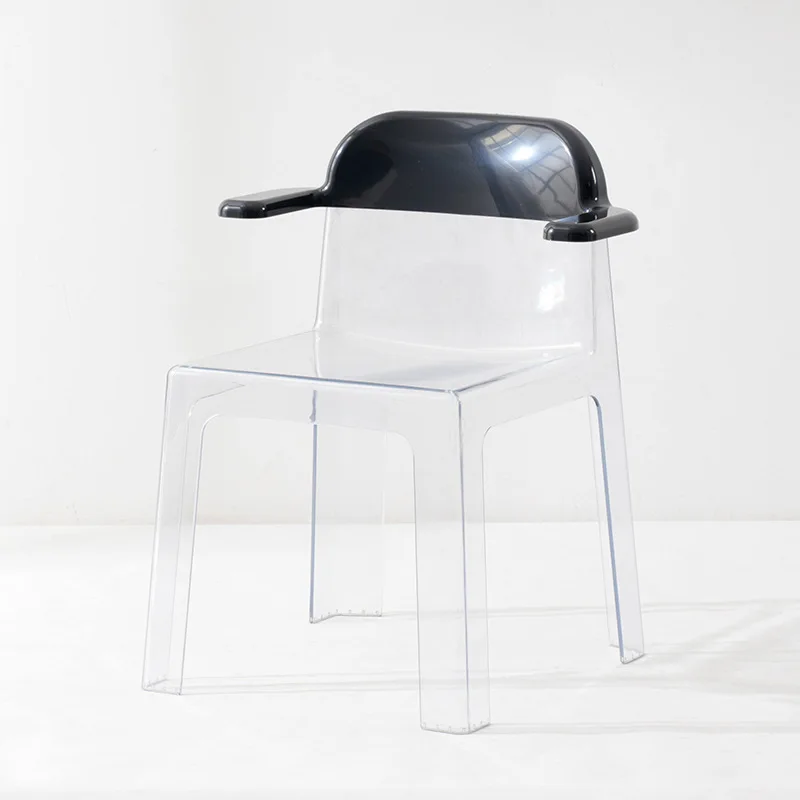 

Transparent acrylic dining chair Nordic home armrest creative fun back chair designer Internet celebrity restaurant chair