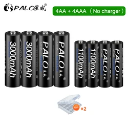 PALO 1.2V NI-MH aa AA rechargeable batteries + 1.2V aaa AAA rechargeable battery+AA Battery Charger for 1.2V AA AAA battery