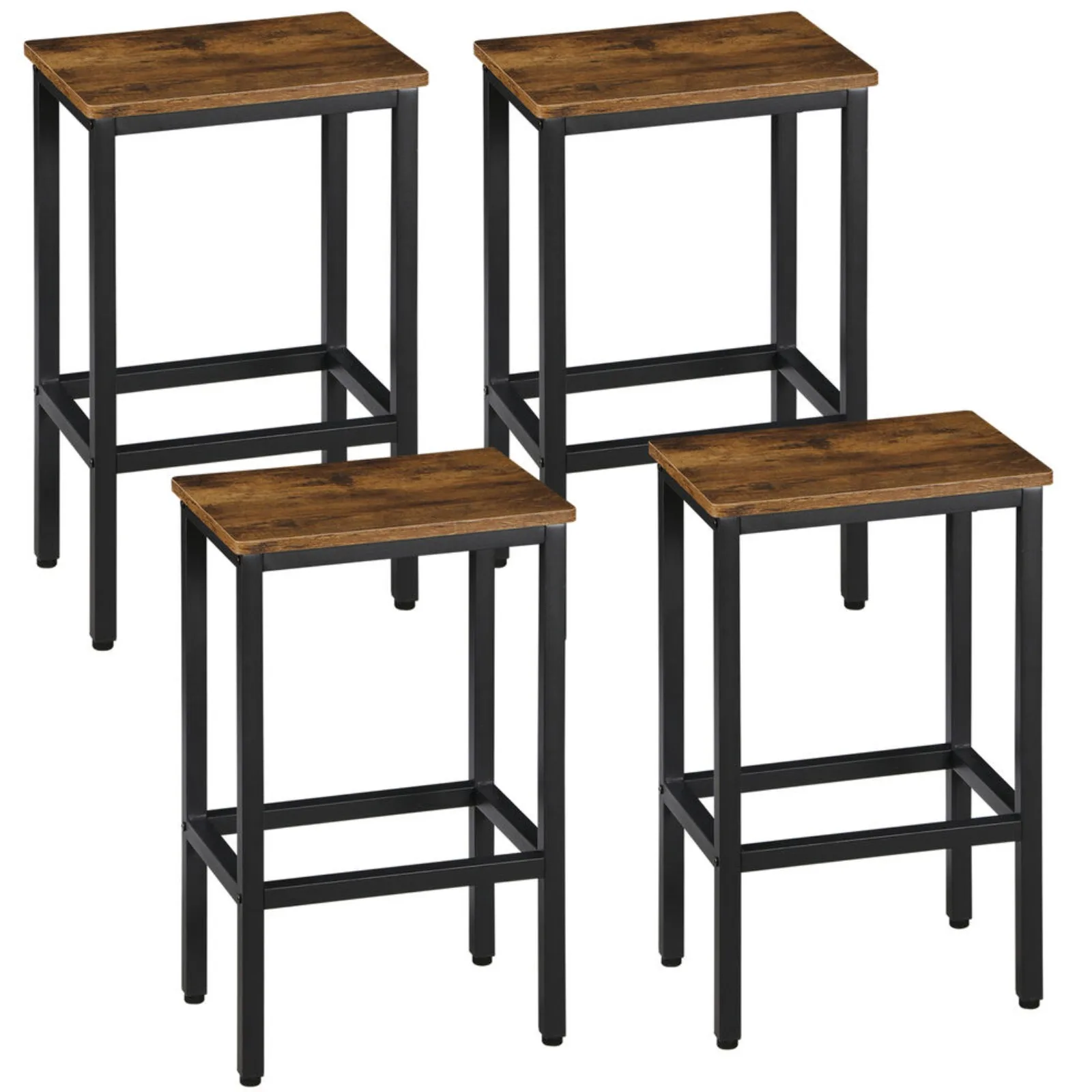 Set of 4 Bar Stools Bar Chairs Kitchen Breakfast With Footrest Industrial Indoor United States