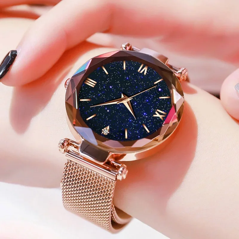 

Luxury Women Watches Mesh Belt Magnetic Starry Sky Female Clock Quartz Wristwatch Fashion Ladies Wrist Watch relogio feminino