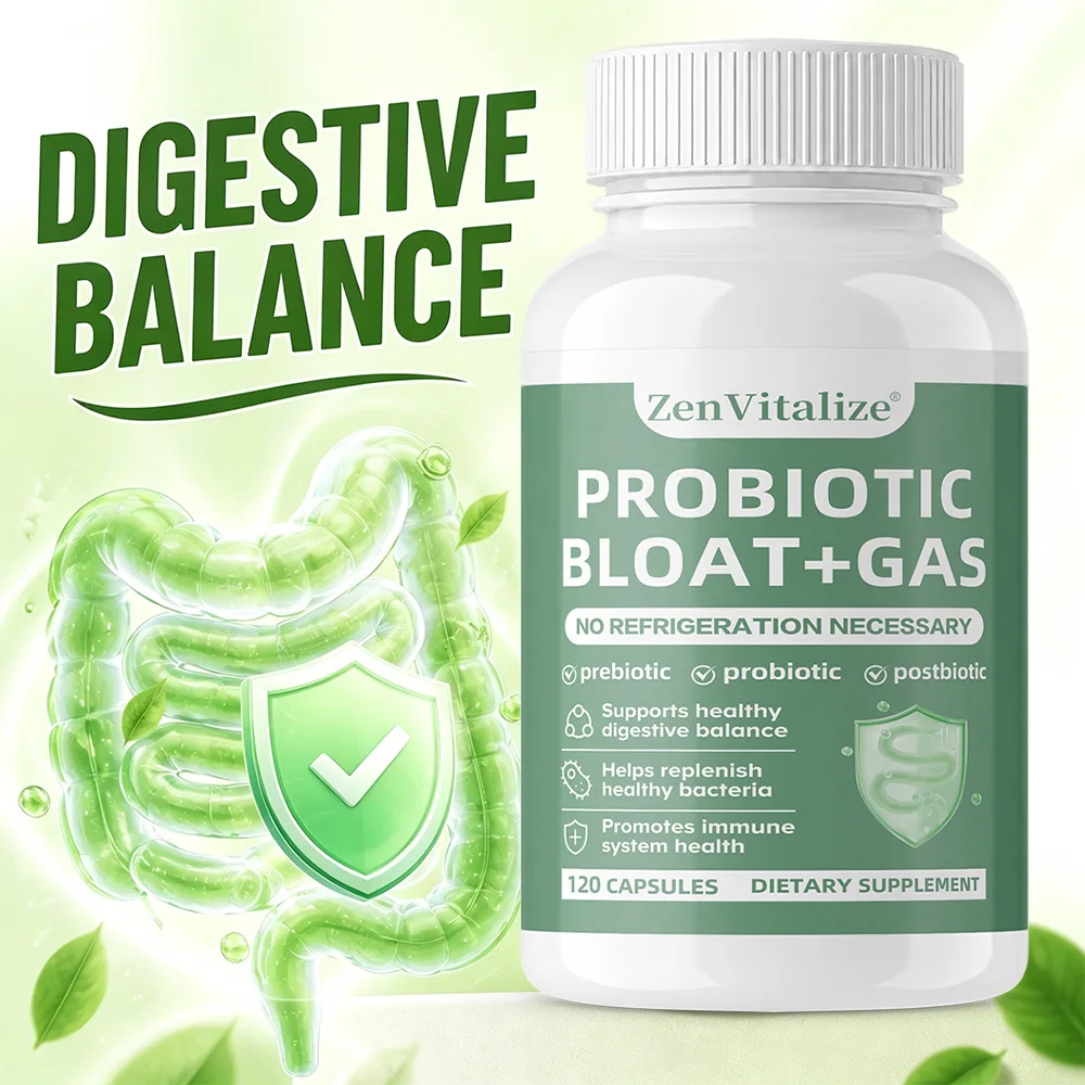 Bloat & Gas Probiotic 5-in-1 Proactive Support + Daily Relief - Digestion & Gut Health- Herbals, Digestive Enzymes