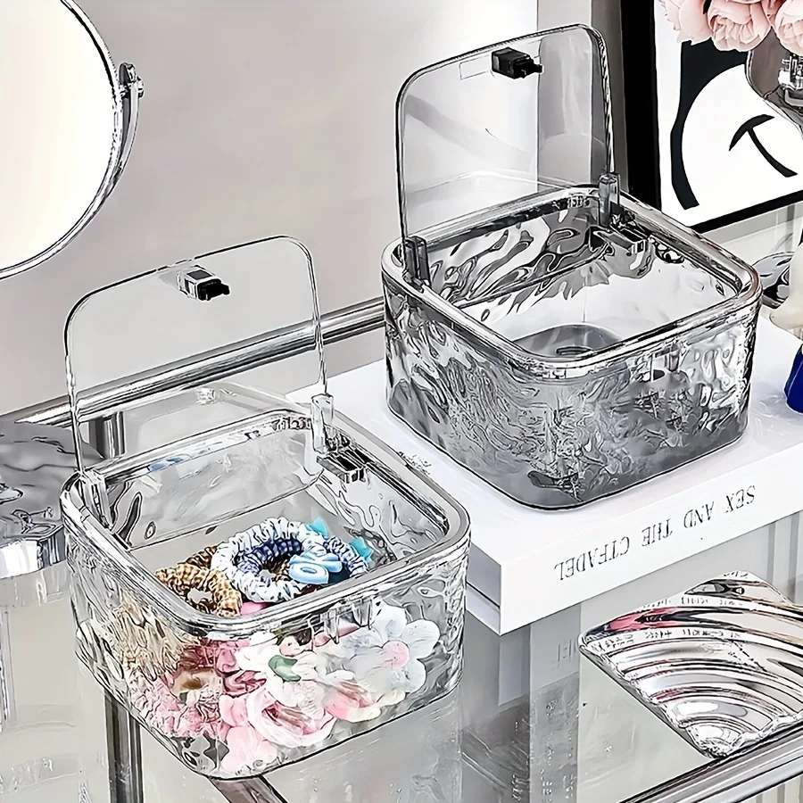 Hair Accessories Organizer Storage Box Clear Acrylic Hair Tie Organizer for Headband, Bows, Cotton Swab Organization, Bathroom