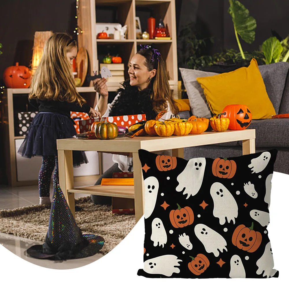 

Pumpkins Ghosts Couch Cushion Covers For Halloween Personalized Hugging Pillowcase For Living Room Bedroom