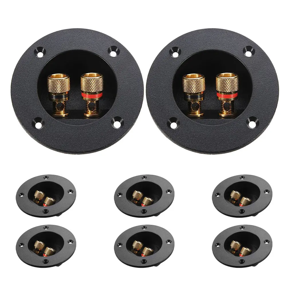 8Pcs Speaker Terminal Plate Round Binding Post Cup for DIY Audio Projects Subwoofer Stereo Wiring Loss