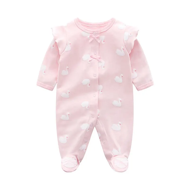 Autumn Baby Clothes 0 To 3 6 12 Months For Infant Newborn Girl Rompers pink Princess girls Jumpsuit with Foot Kids Bodysuit