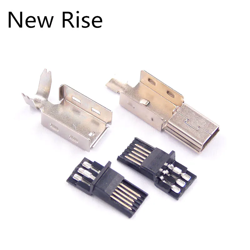 10Pcs Mini USB 5PIN Male Connector  Welding line Charging USB Plug Male