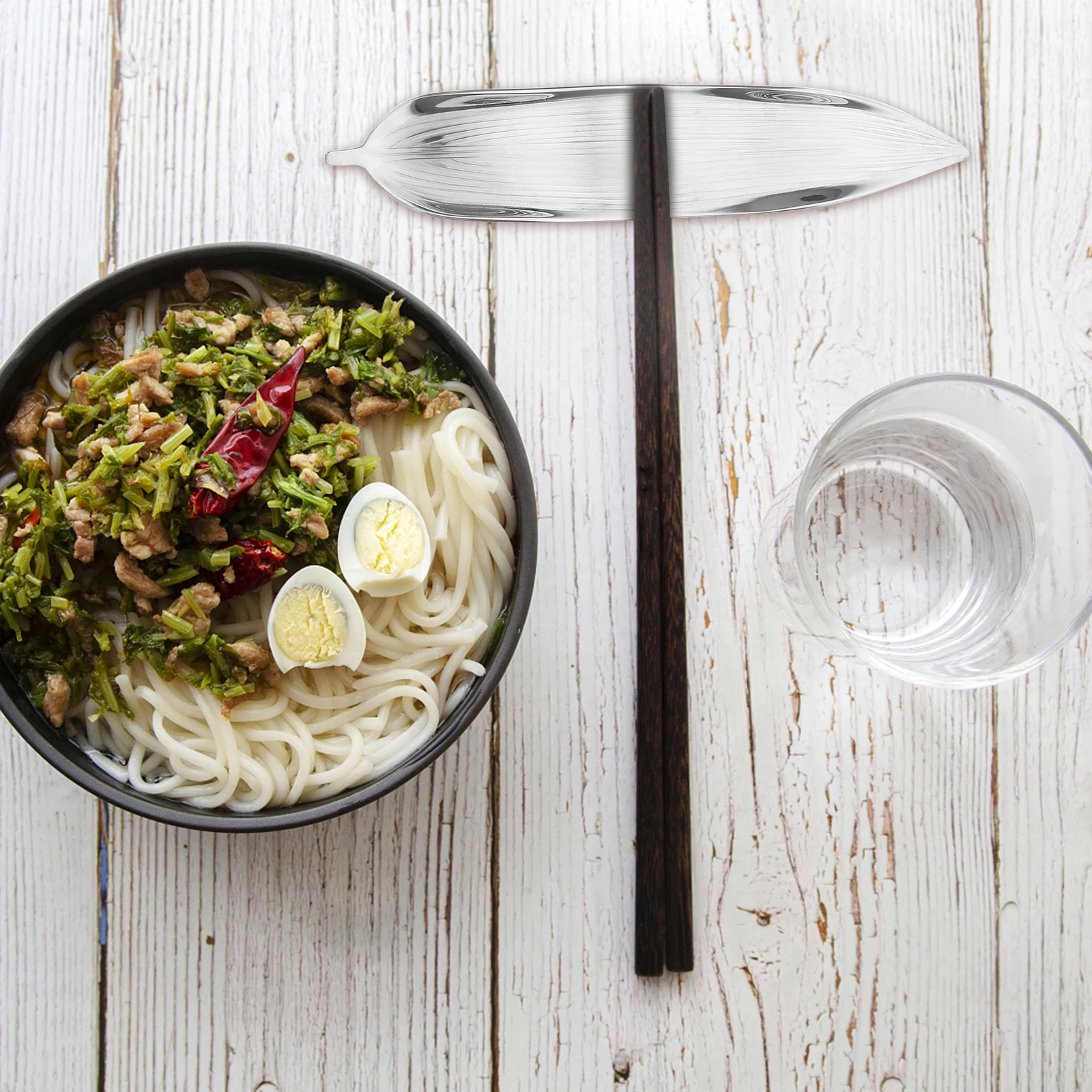 

Stainless Steel Chopsticks Rest Leaf Shape Kitchen Tableware Holder Spoons Forks Japanese Style Cutlery Stand Dinning