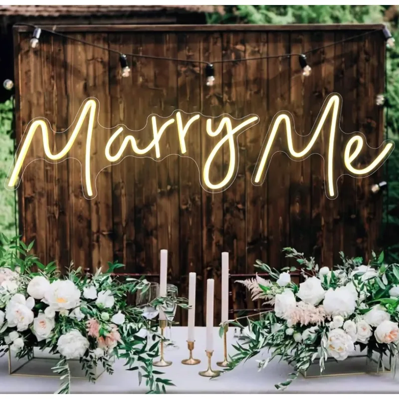 Will You Marry Me Sign 36’’x10'' Letters Proposal with Hanger Chain Battery Box Warm White 5V USB