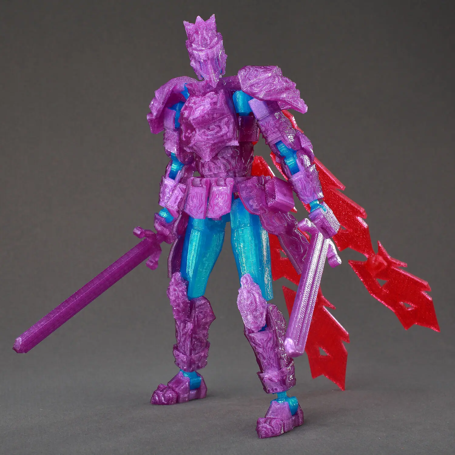 ​9L3D Dual Wield Ghost Warrior Red Cape Action Figure Lucky13 3D Printed Toys Dummy13 Stop Motion Animation Model Titan13 T13