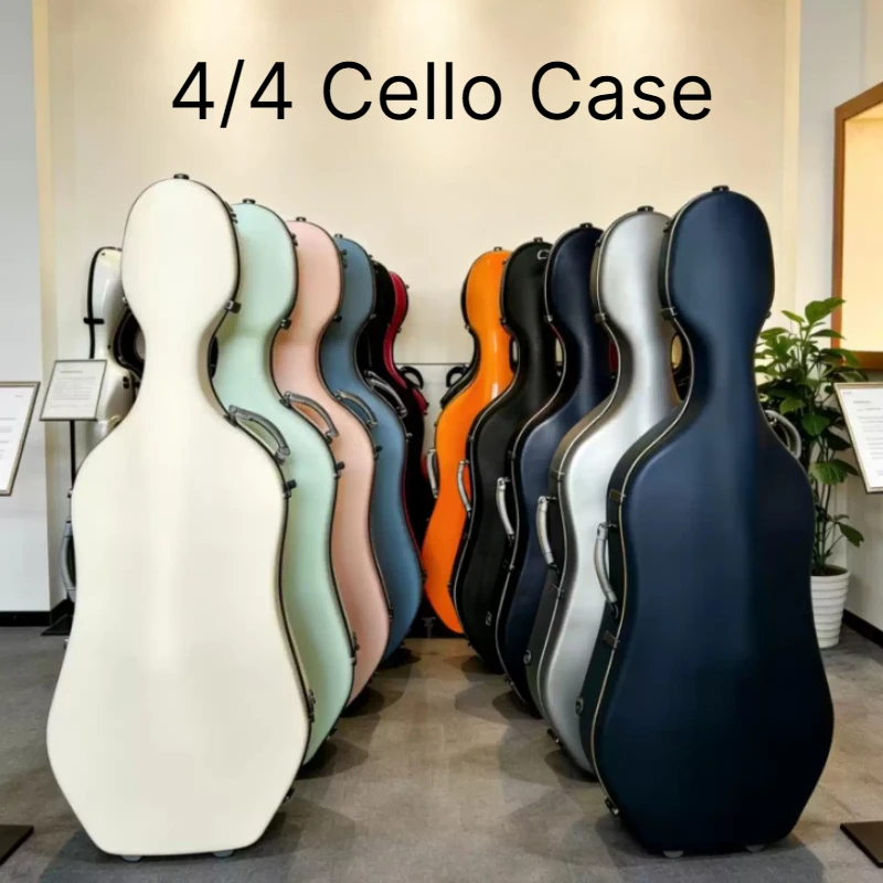 4/4 Cello Case Pulley Cello Storage Box Carbon Fiber Lightweight Cellos Protection Case Portable Waterproof Cellos Shipping Box