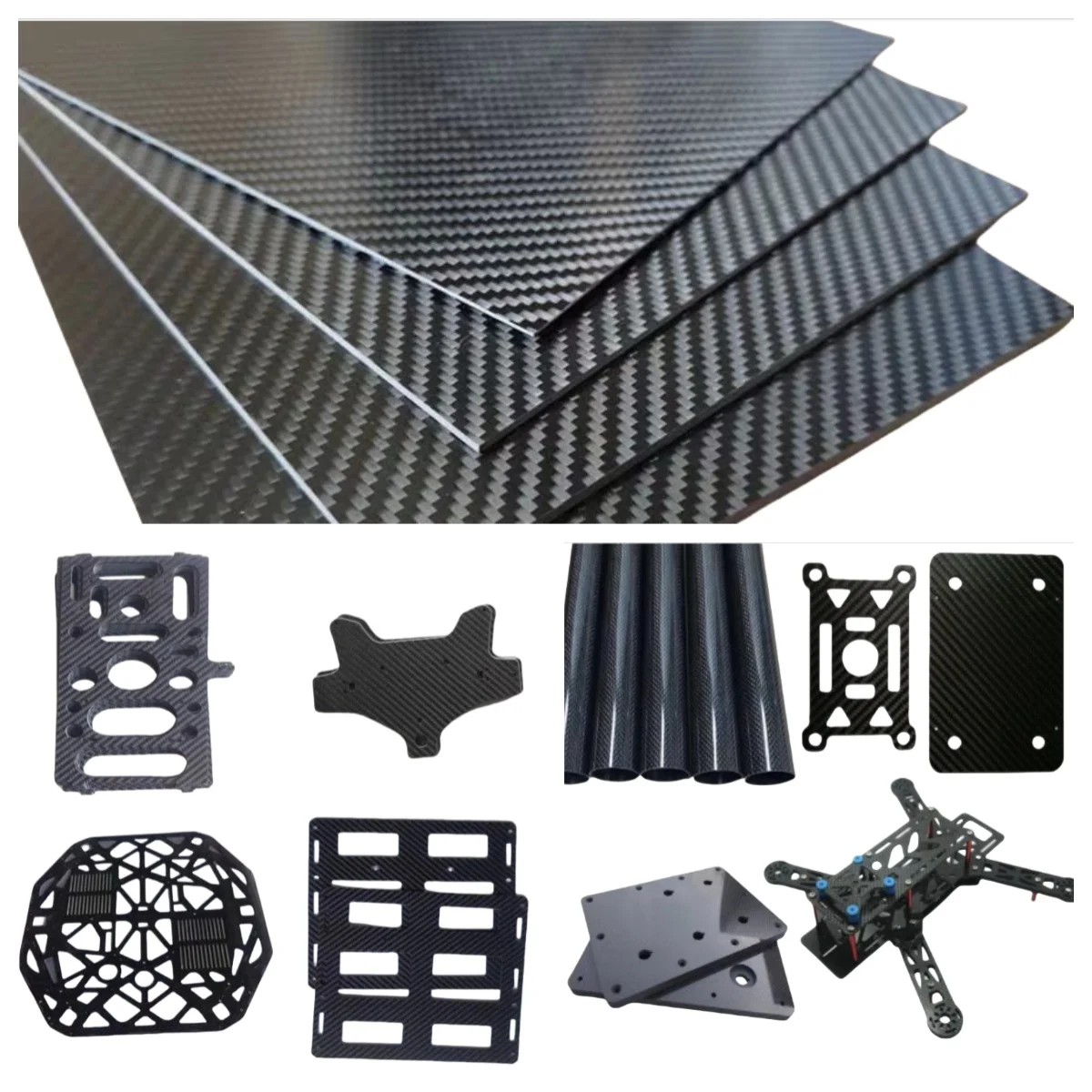 Koolstofvezelplaatproces T700 T300 CNC-bewerking Graveren FPV-armframe Bovenbord Snijden Aangepast frezen