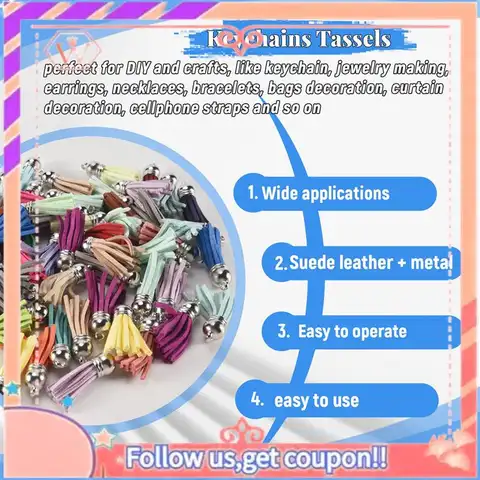 업그레이드 된 120Pcs 키 체인 Tassels 키트 보석 만들기, 키 체인, 팔찌 및 DIY 공예에 대 한 가죽 술 매력 및 점프 반지