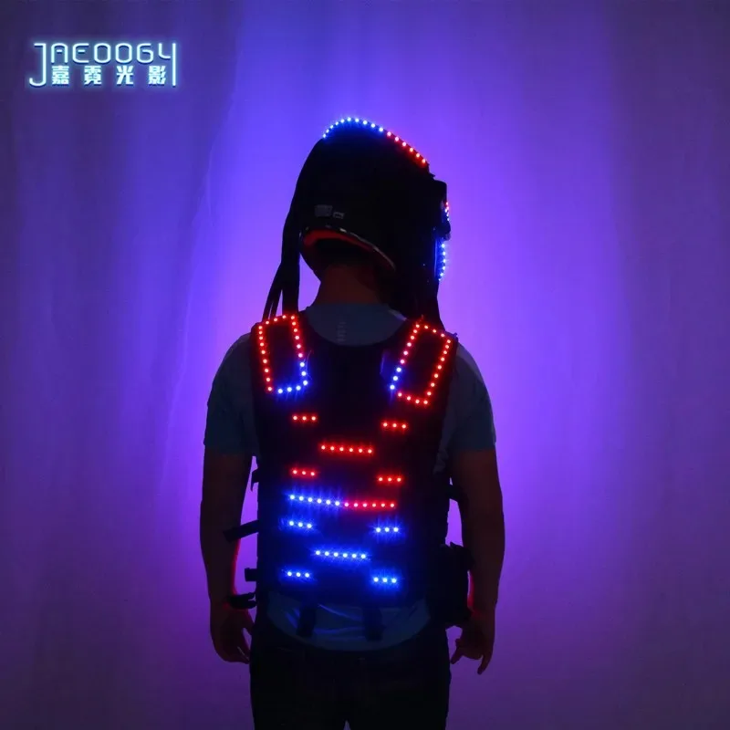 LED robot clothing luminous set, men's dancer clothing set, armored stage party luminous clothing set