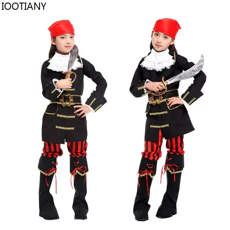 Halloween Royal Pirate Princess Costumes Children Movie Pirate Cosplay Set Kids Carnival Party Robber Bandit Roleplay Dress Up