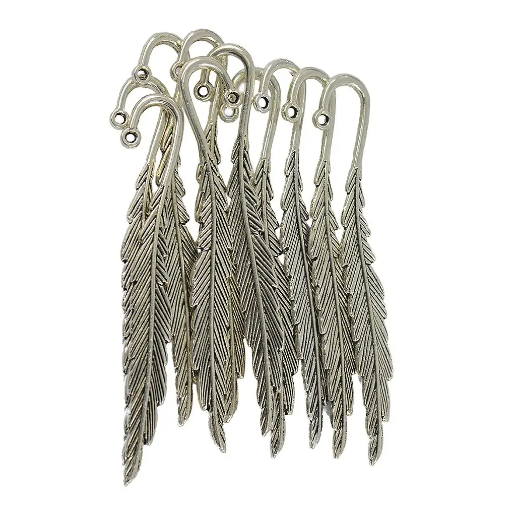 Feather Metal Bookmark Hook Antique Silver Beadable DIY Accessories for Beaded Bookmark Making for Reading