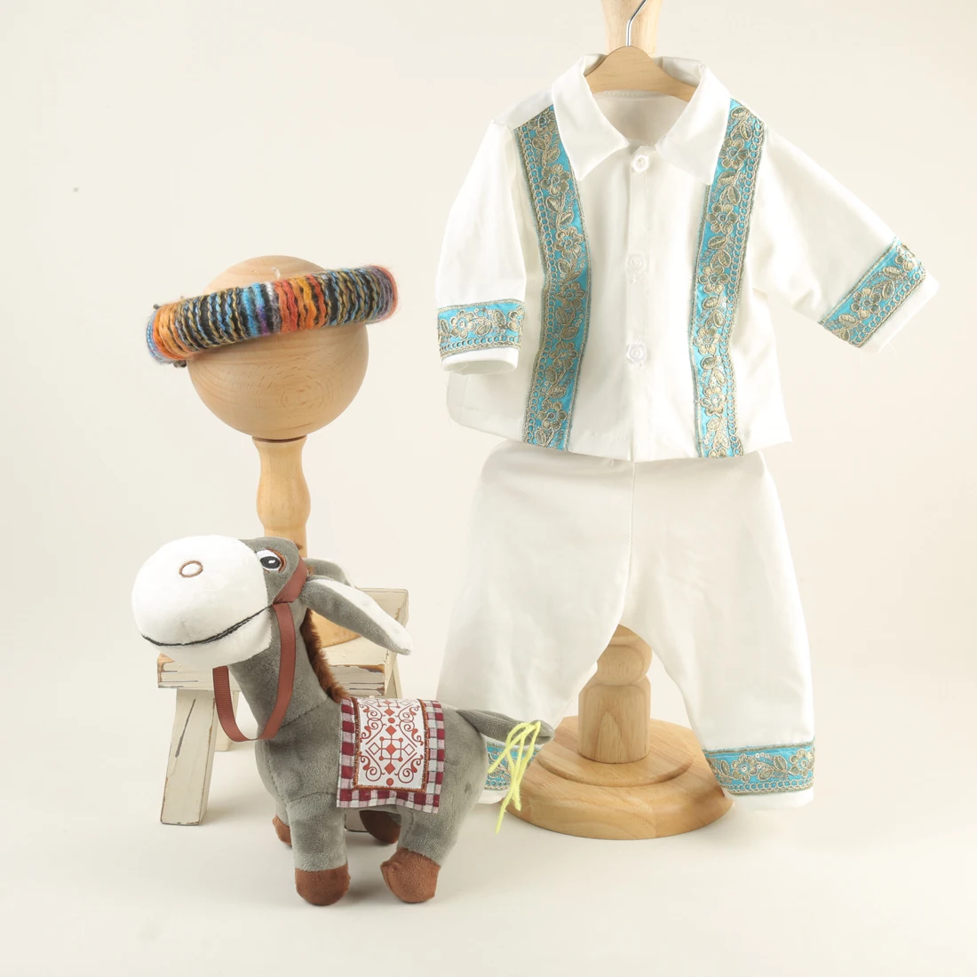 Newborn Photography Outfits Soft Fabric Baby Overall Suit Vintage Baby Sewing Romper Newborn Photo Shoot Props Clothes
