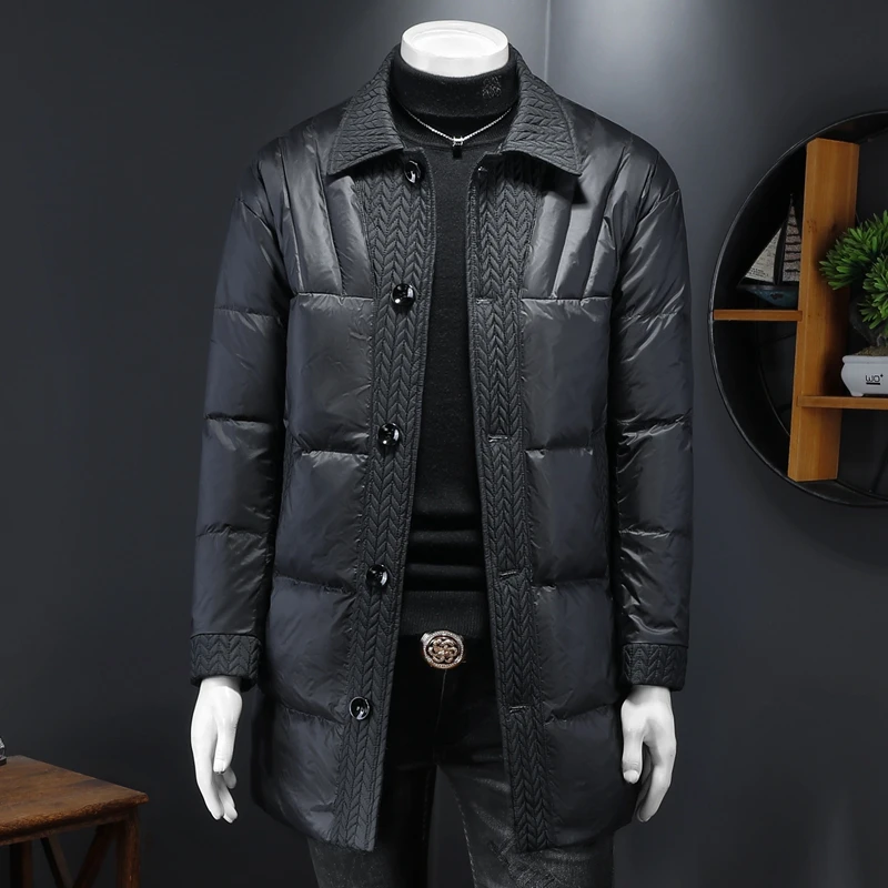 

Men's Mid-Length down Jaet Warm Windproof Casual Collar 2025 Winter New Large Size Faionable Outerwear Coat