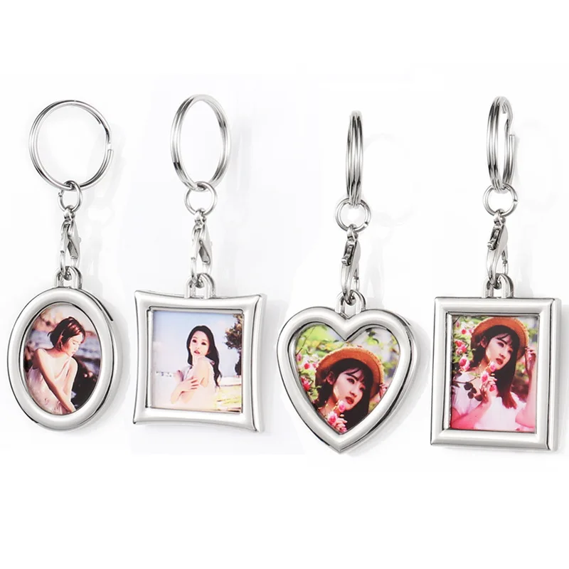 

sublimation blank photo frame keychains key ring hot transfer printing diy materials 20pcs/lot