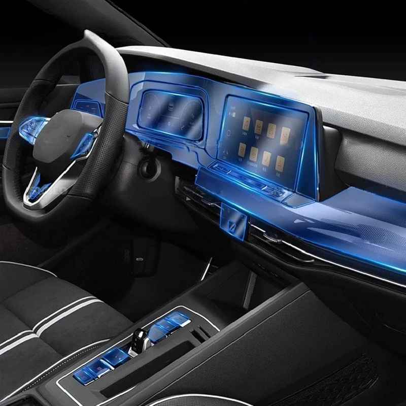 

Для Volkswagen Golf MK8 2020-2022 салон автомобиля, центральная консоль, прозрачная защитная пленка из ТПУ, наклейка против царапин