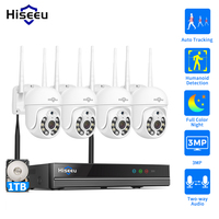 Hiseeu 3/5MP WiFi Security Surveillance Camera System Kit Motion Tracking Color Night Vision 16CH NVR Wireless CCTV Cameras Set