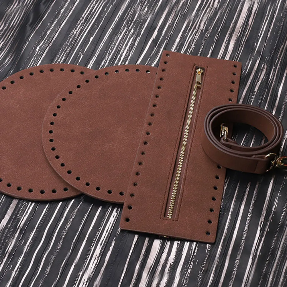 1Set DIY Bag Material Set PU Bottom Zipper Cover Shoulder Strap for Durable Backpack Accessories Supplies