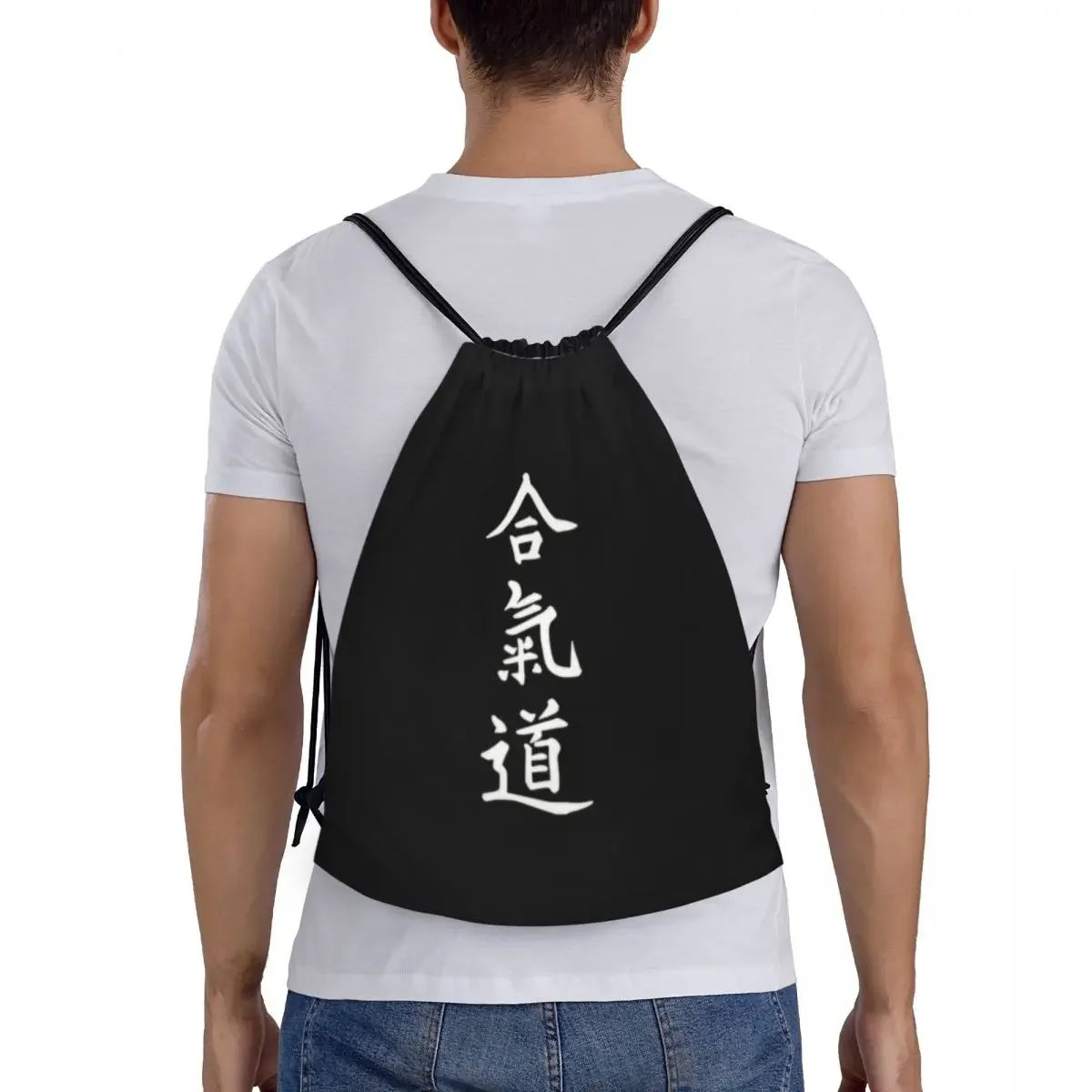 Sacos de cordão de Aikido japonês para homens e mulheres, mochila esportiva dobrável, mochilas de compras para arte marcial