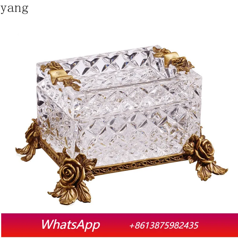 CX crystal inlaid copper rose living room coffee table handicrafts