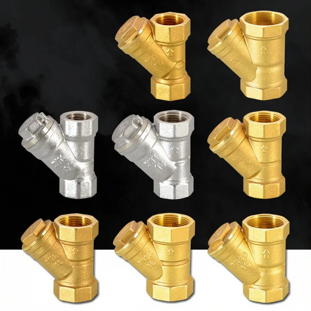 Inline Brass Y Strainer For Industrial Plumbing Water Meter Heating Pump Systems Pipe Filtration Mesh Debris Removal Device